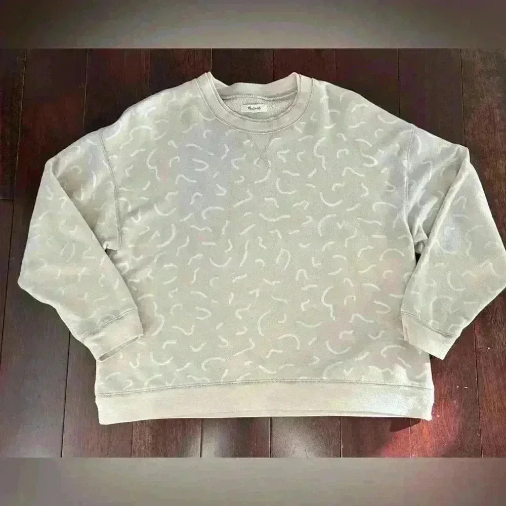 Madewell Women’s Light Pink Bold Squiggle Double Crew Neck Sweatshirt Size Large